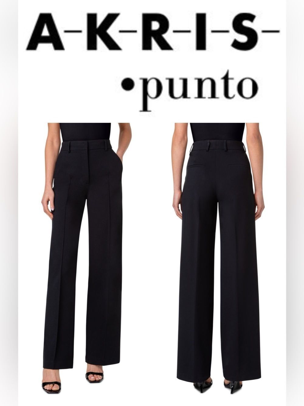 Akris punto Chiaro Jersey Straight Leg Pants Black Heavyweight Stretch Trousers